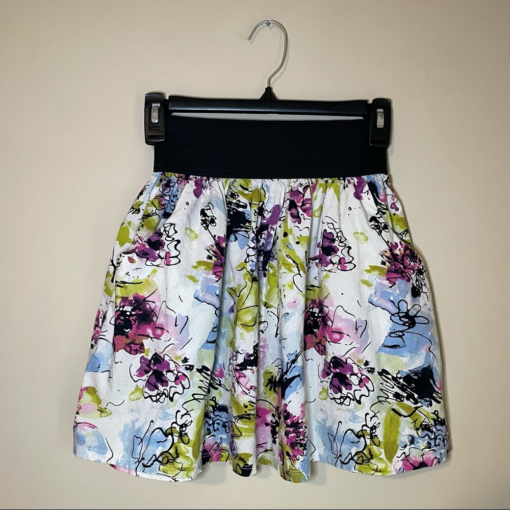High Waisted Floral Print Skirt